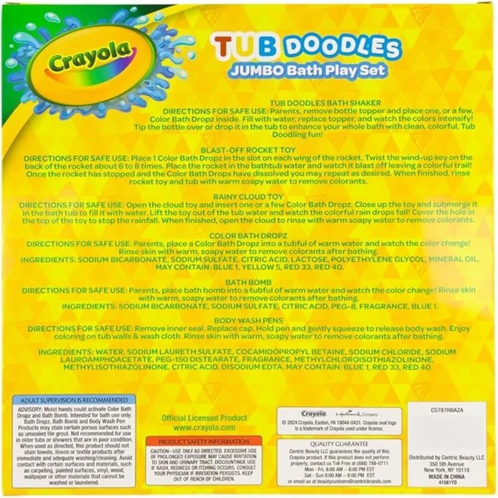 Crayola Children’s Tub Doodle Jumbo Bath Play Set
